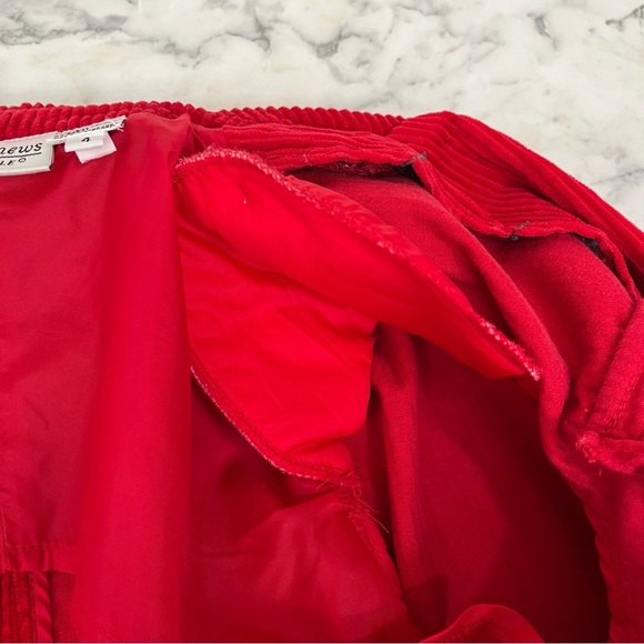 Vintage Newport News red wide tooth corduroy blazer jacket shoulder pads Size 4 - Picture 12 of 13